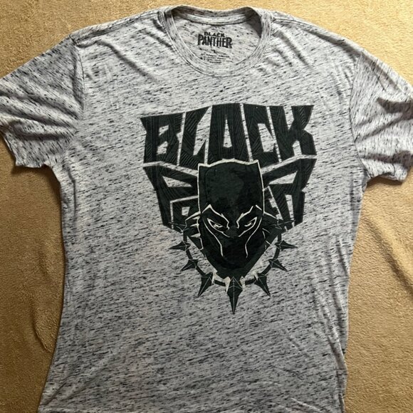 Marvel Black Panther Comic Large Heather Gray Black Short‎ Sleeve Shirt (Z) - Picture 1 of 3